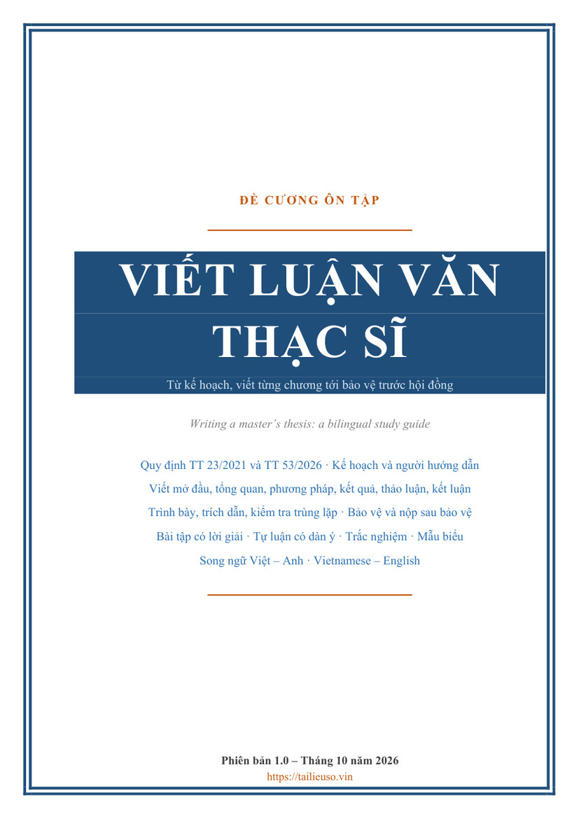 Đề cương ôn tập Viết luận văn thạc sĩ — Việt/Anh