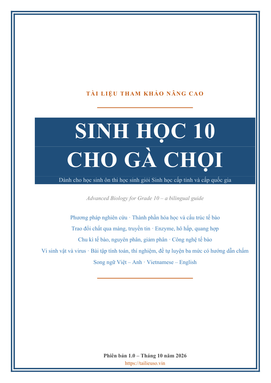 Sinh học 10 cho Gà chọi — Việt/Anh