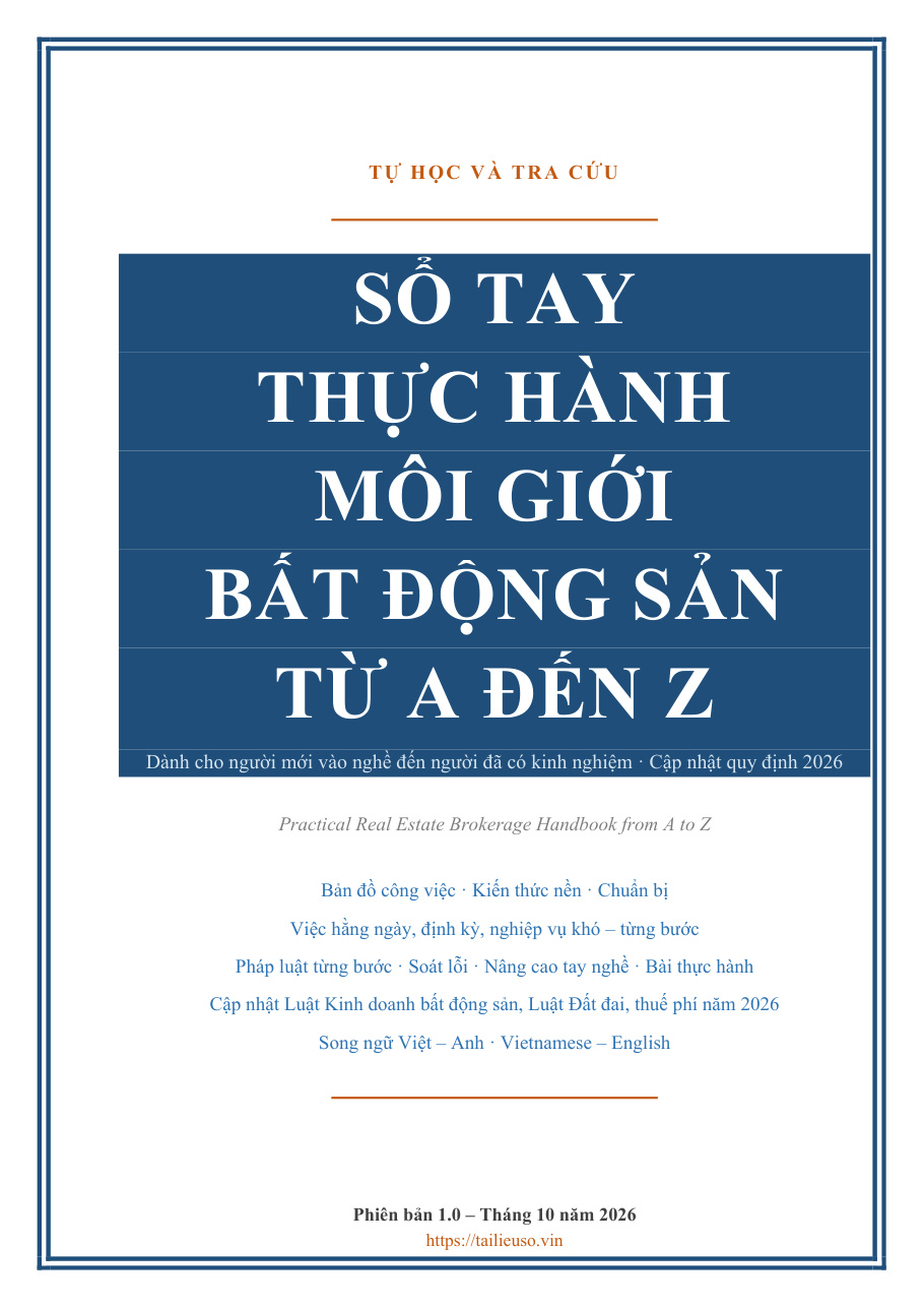 Sổ tay thực hành Môi giới bất động sản từ A đến Z — Việt/Anh